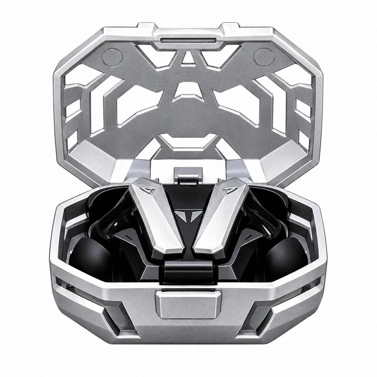 Silver True Wireless Earbuds, Angular Case