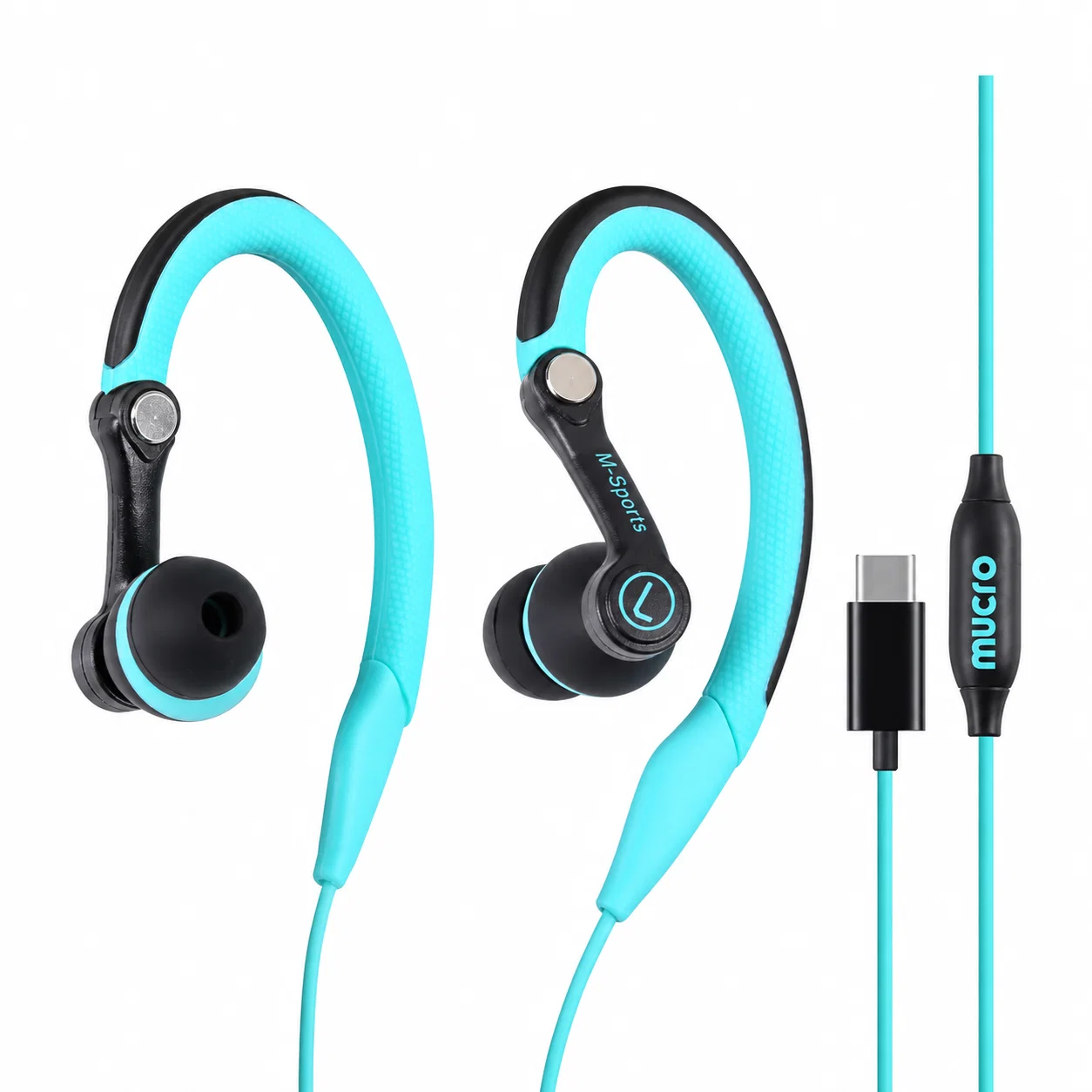 Blue and Black USB C Wired Earbuds