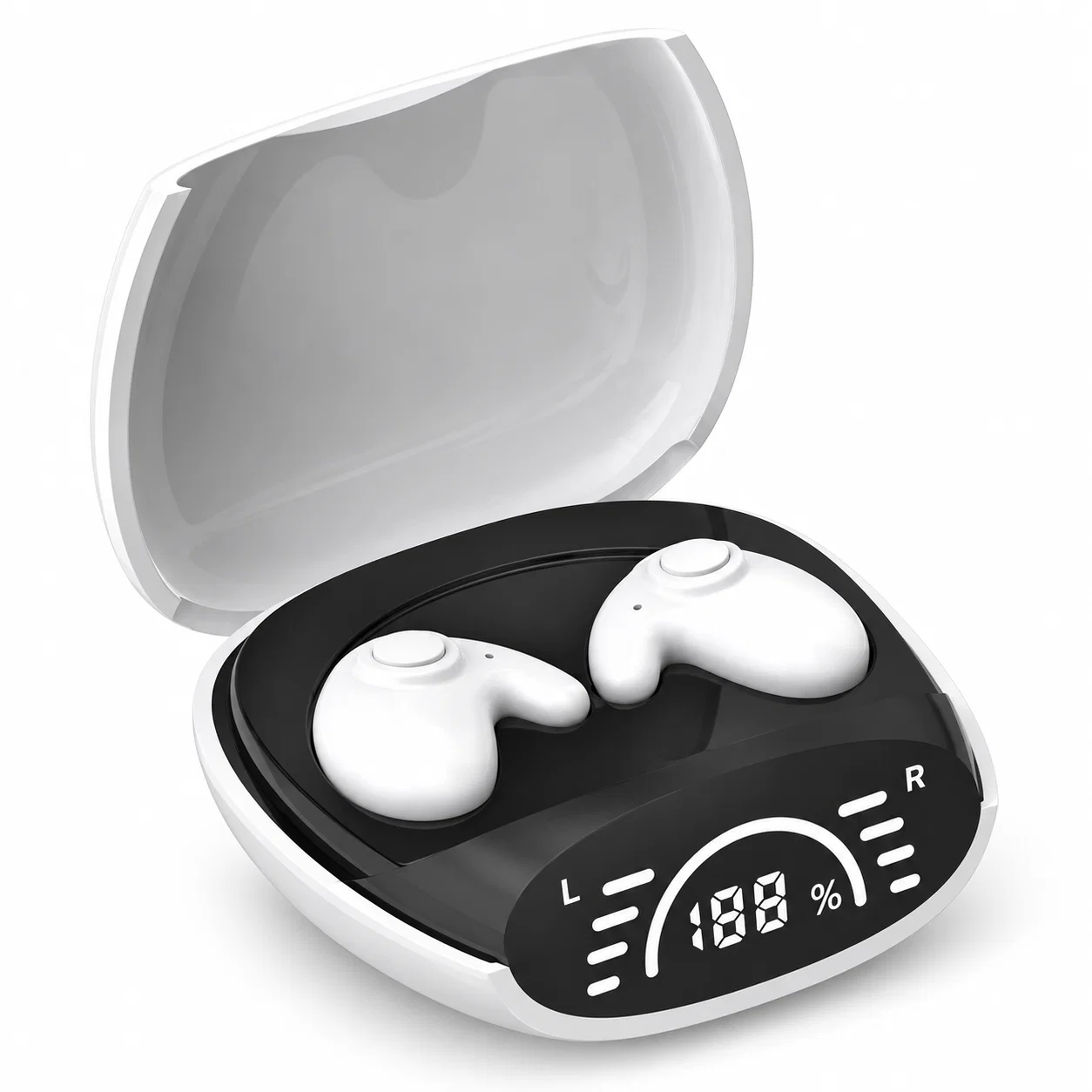 MD558D Mini Wireless Earbuds with Display Case - White