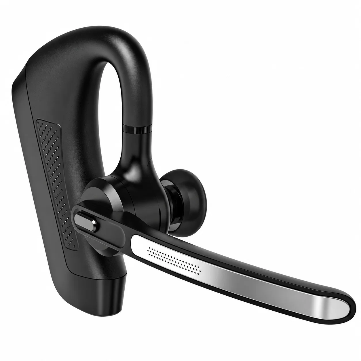 Single Wireless Ear-Hook Headset with Boom Microphone - Black