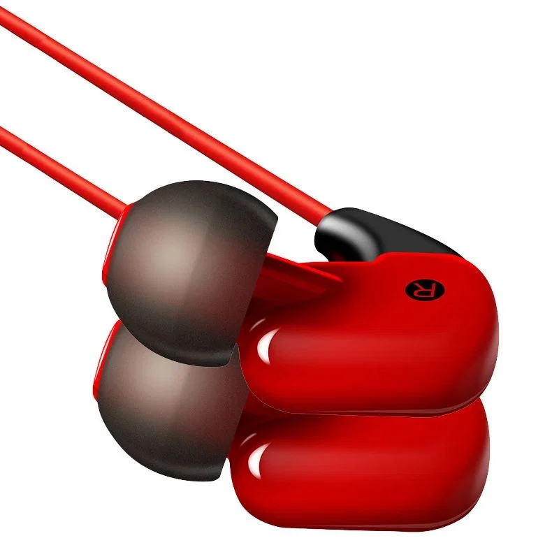 Red wired earbuds, H60