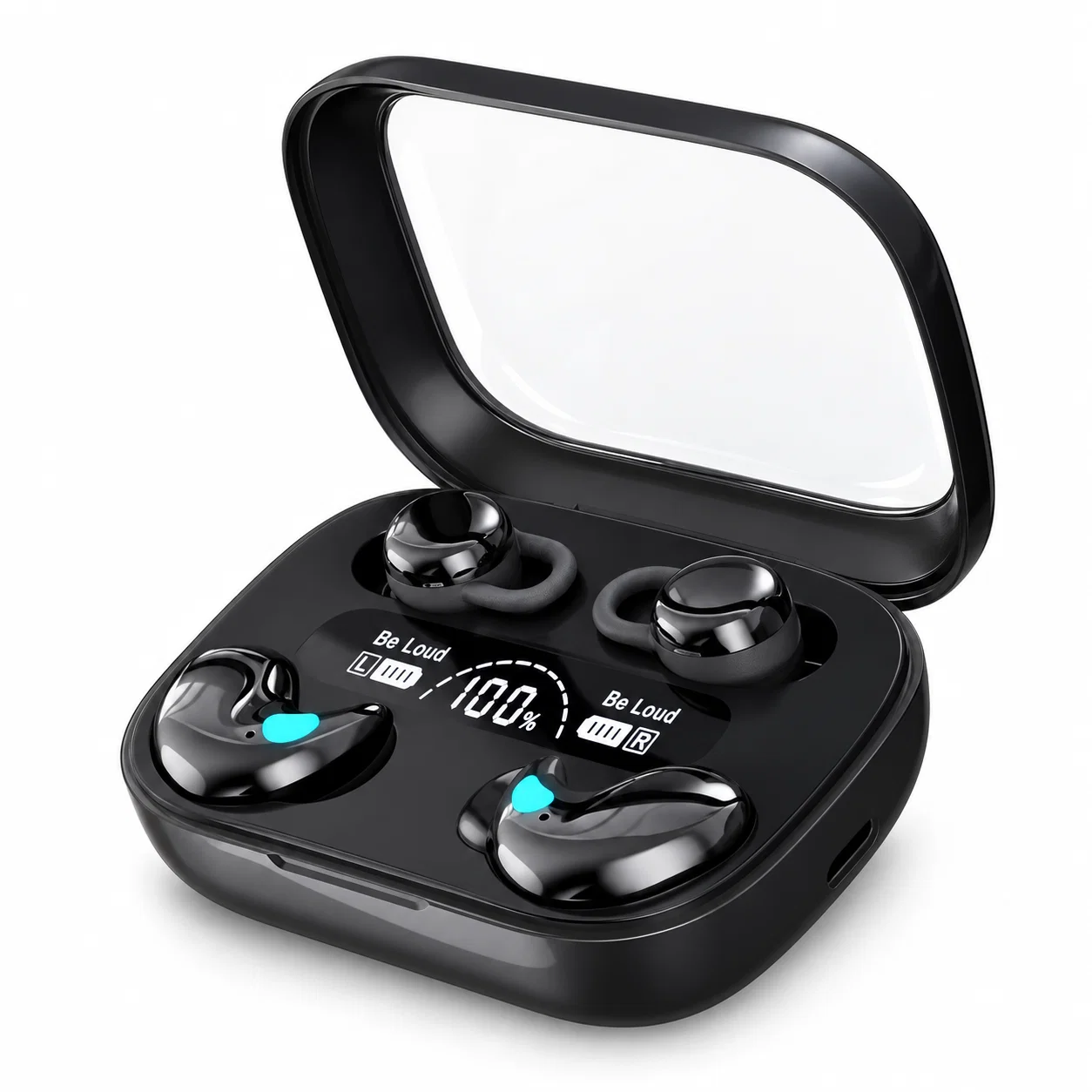 Dual-Pair Earphone Set with Display Case - Black