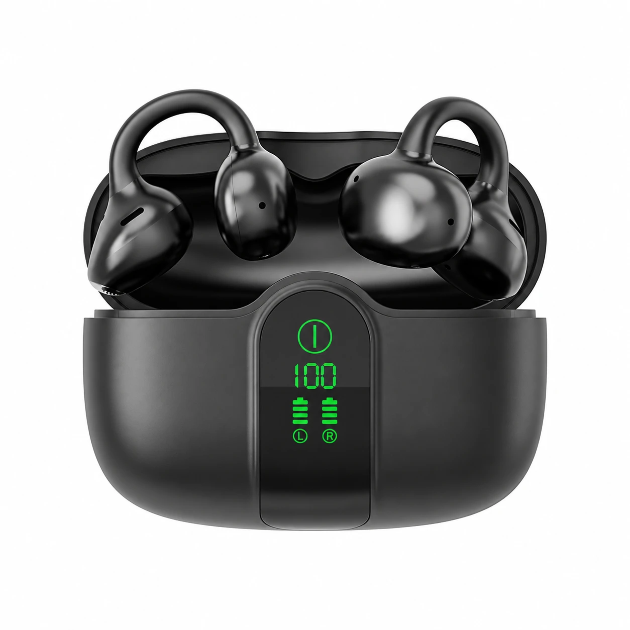 W31-LX Wireless Clip-On Earbuds with Display Case - Black