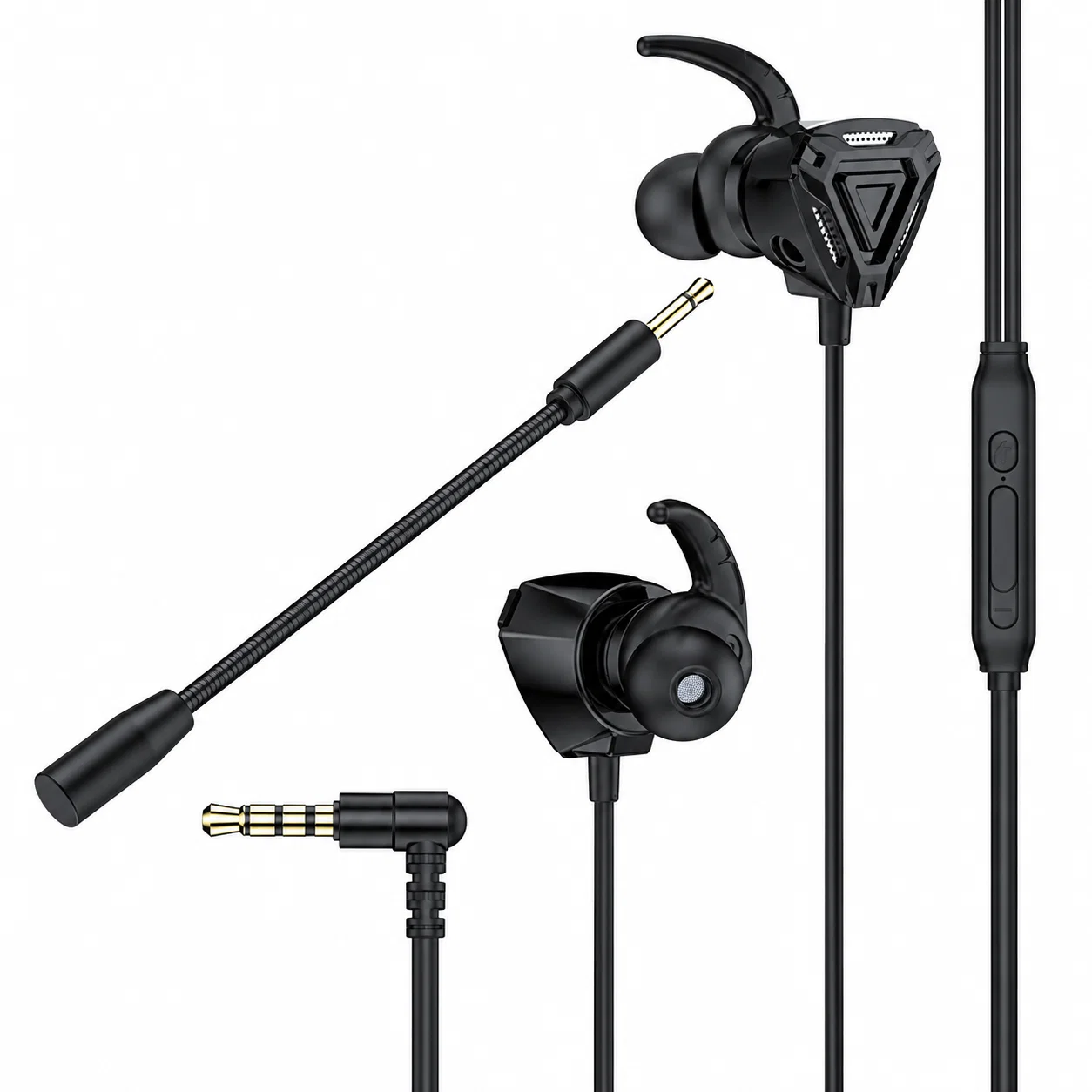 Wired Gaming Earphones with Detachable Microphone - Black and Silver – Gaming Earbuds