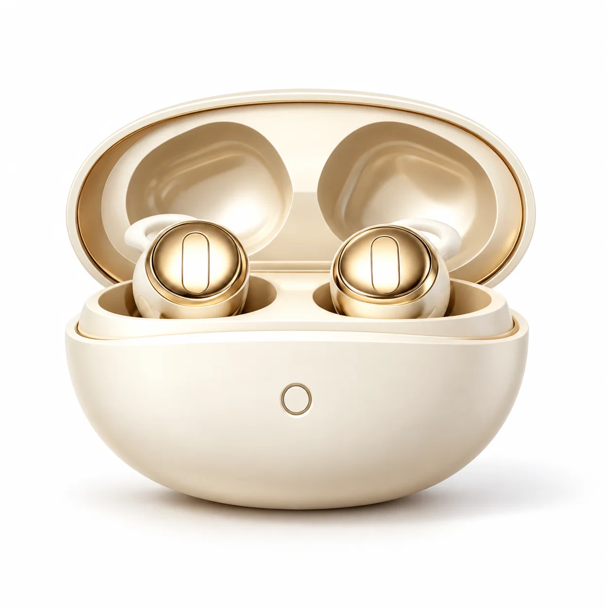 Cremefarbene Bluetooth-Ohrhörer