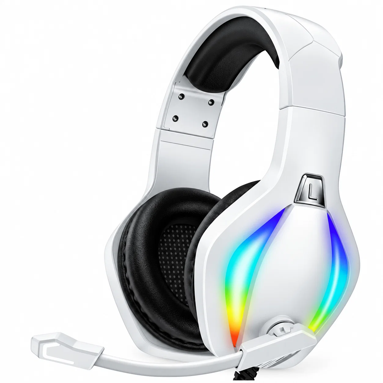 Wired Gaming Headset with Lighting Details - White and Black