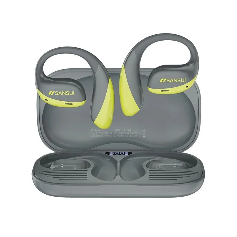 Gray and Yellow Ear Hook Earbuds