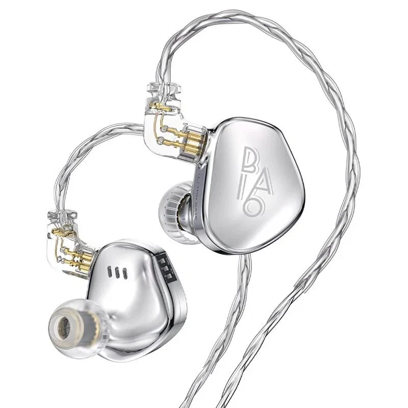 TRN BA16 Wired In-Ear Earphones - Silver