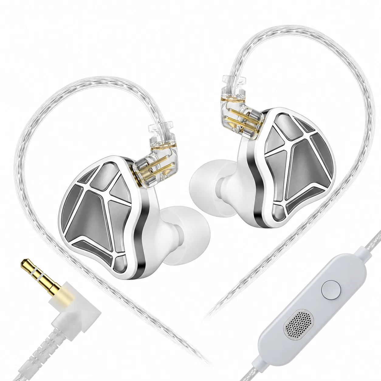 KZ Axas Gaming Earphone Set - White And Silver