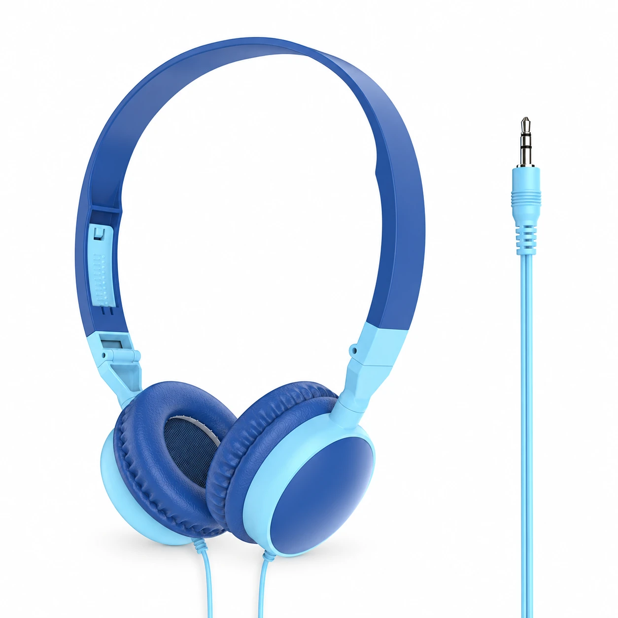 Foldable Wired Kids Headphones - Dark and Light Blue