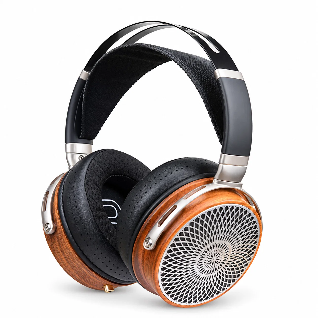 Over-Ear Wired Headphones - Brown Wood-Look and Silver