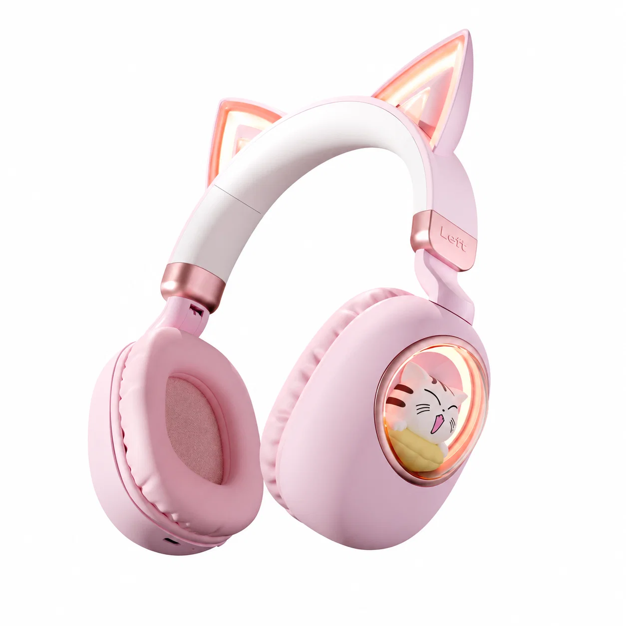 Illuminated Cat-Ear Wireless Headphones - Pink