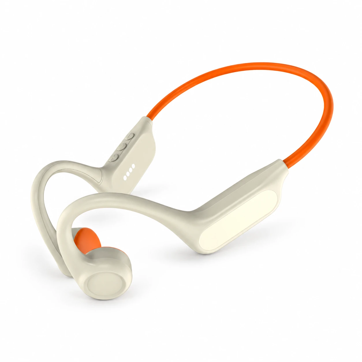 X67Pro Rear-Band Wireless Headphones - Cream and Orange, 8GB Version