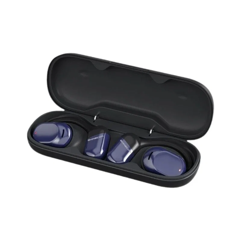 QH-010 Wireless Ear-Hook Earbuds with Case - Blue