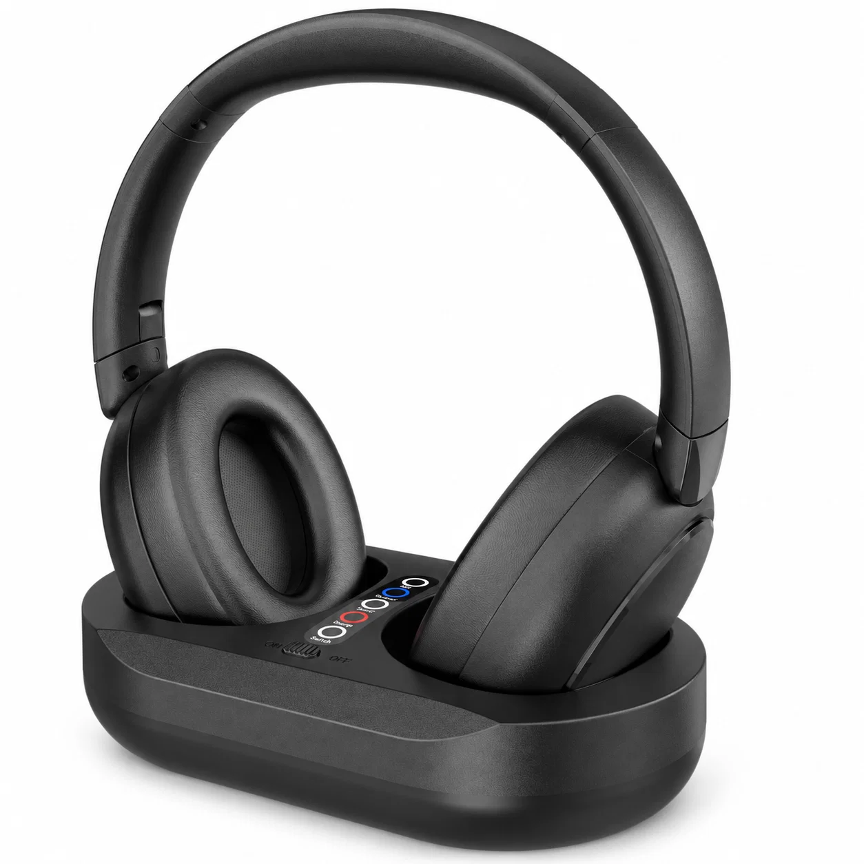 Wireless TV Headphones with Transmitter Dock - Black