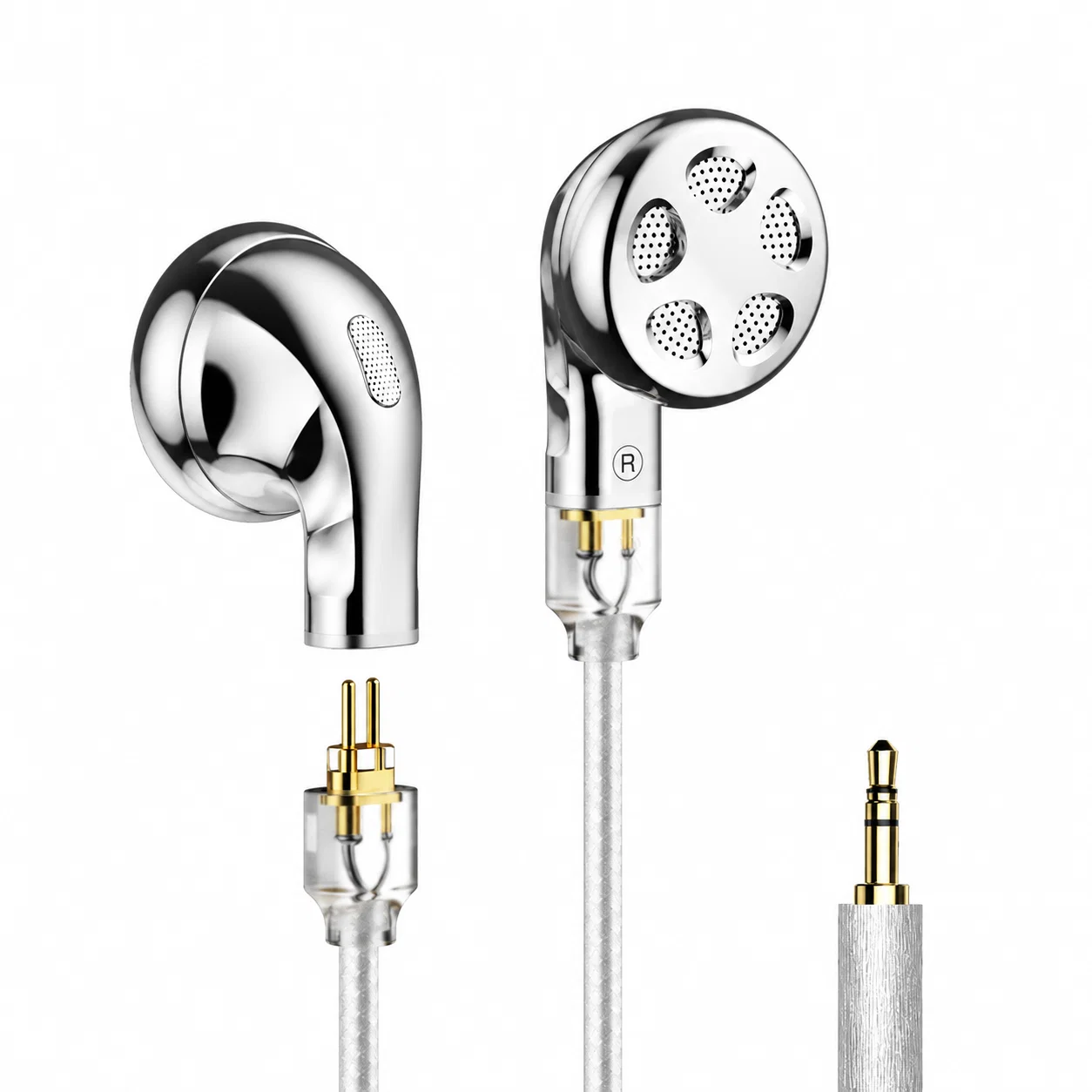 Seahorse Pro Wired Earbuds - Silver, 3.5 mm