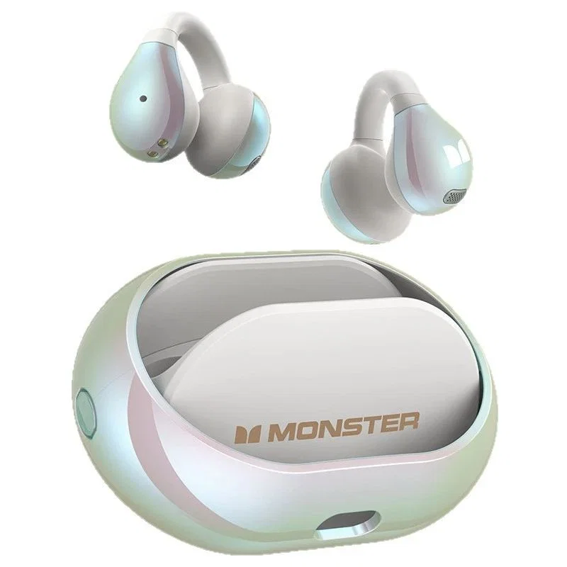 Mint and Pink Sheen Clip-On Earbuds with Windowed Oval Case