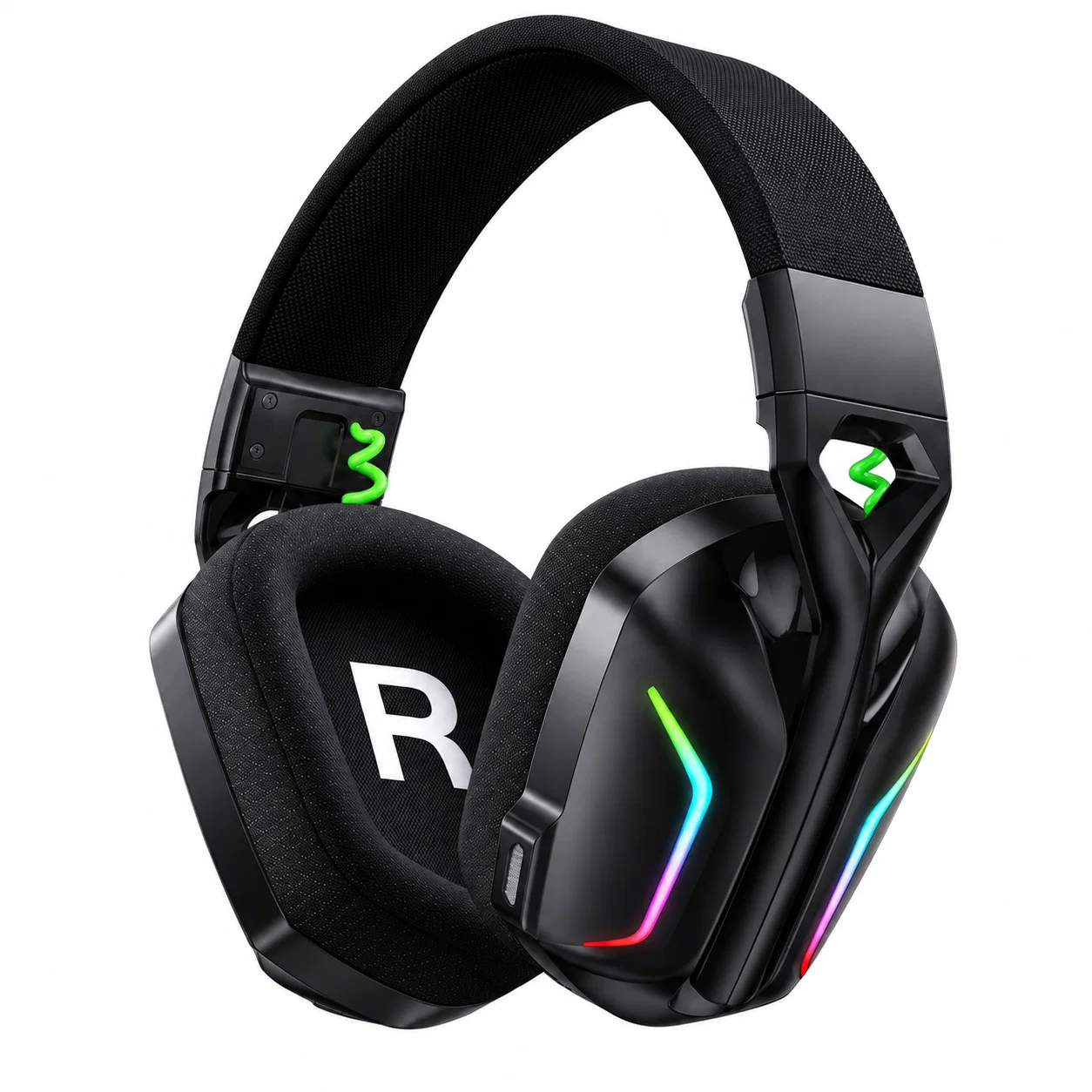 Wireless Gaming Headphones with Built-In Microphone - Black and Green