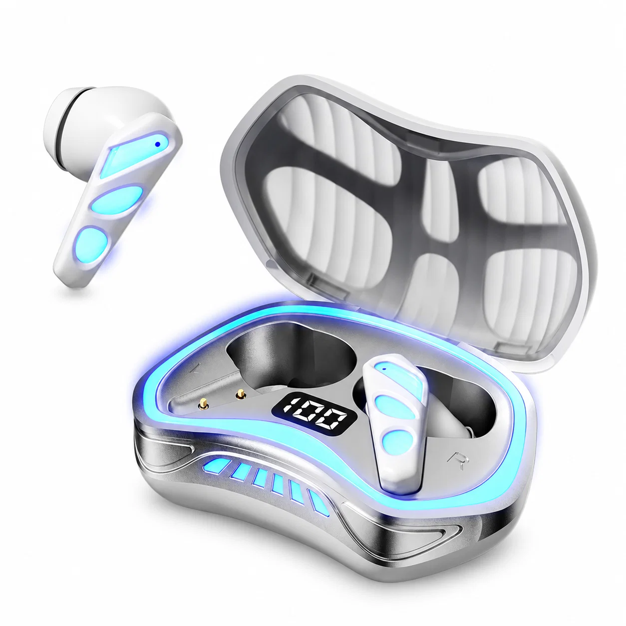 X46 Wireless Gaming Earbuds with Display Case - White