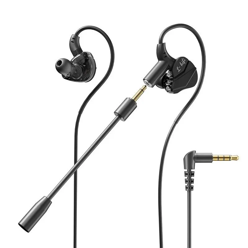Black Wired Earbuds, Ear Hooks