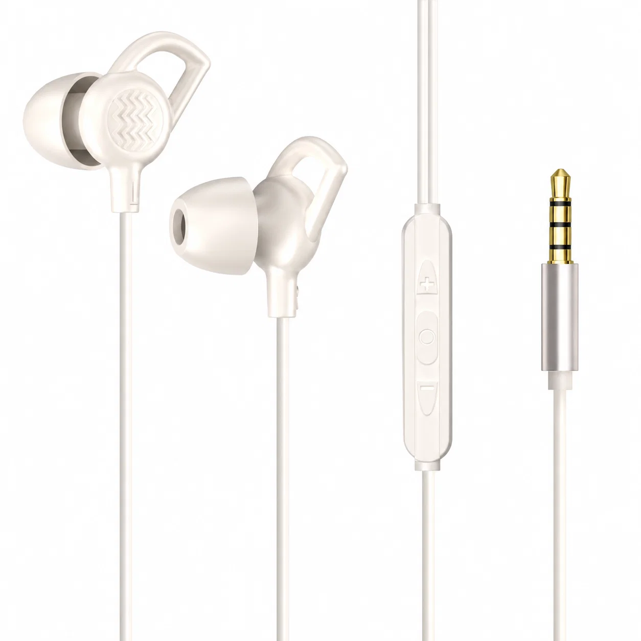 Wired Earbuds with Winged Earpieces - White