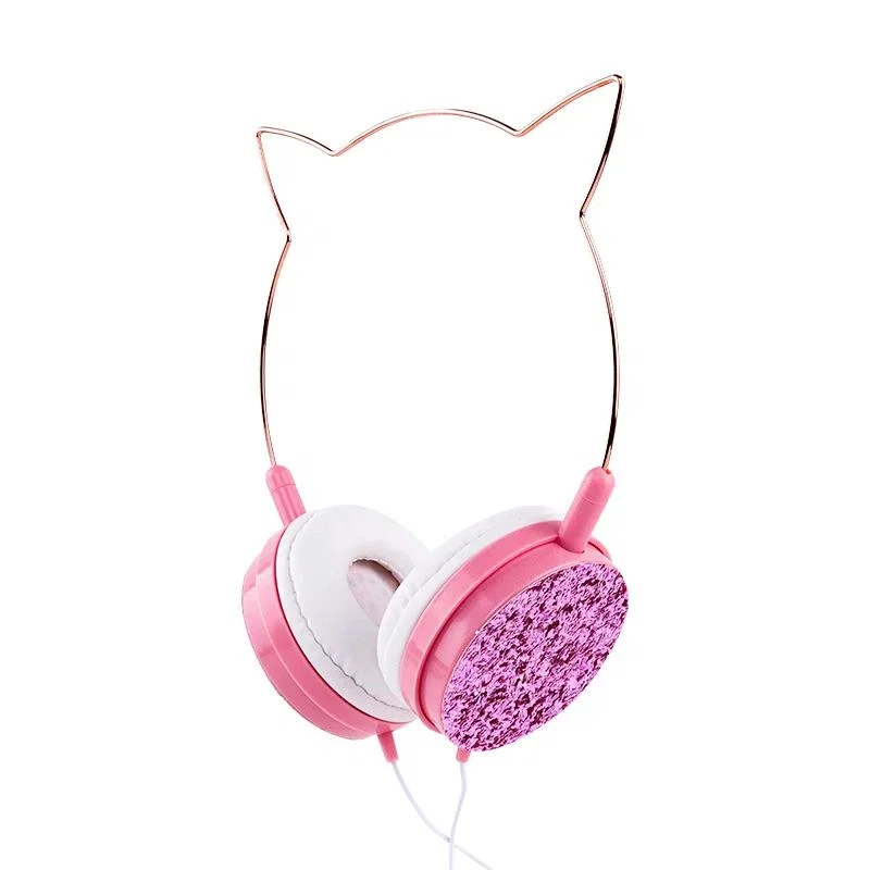 Wired Cat-Ear Headphones - Pink Glitter Finish