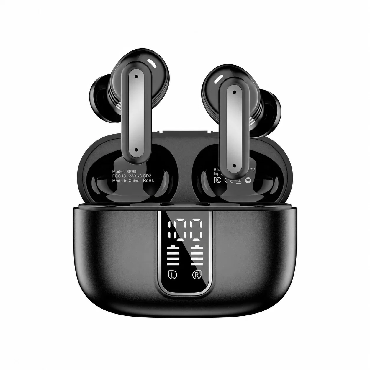 SP99 Wireless Earbuds with Display Case - Black
