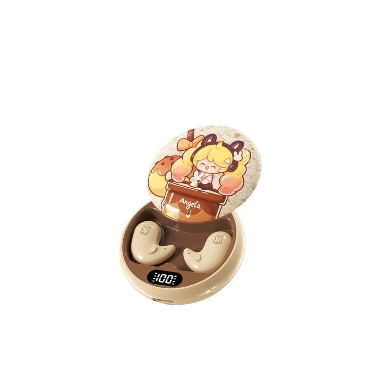 Beige True Wireless Earbuds, Round Case