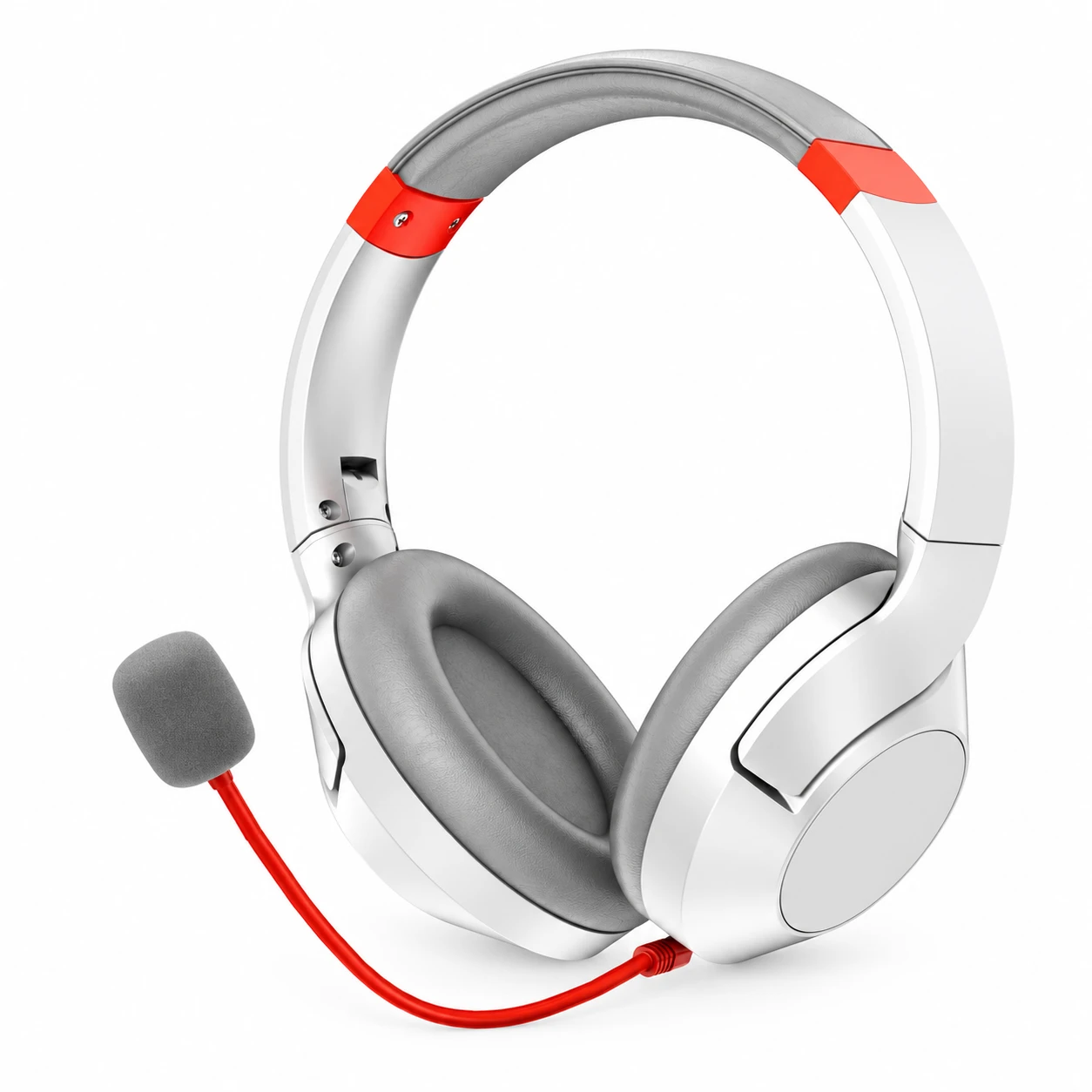 Study Headphones with Boom Microphone - White, Gray and Orange
