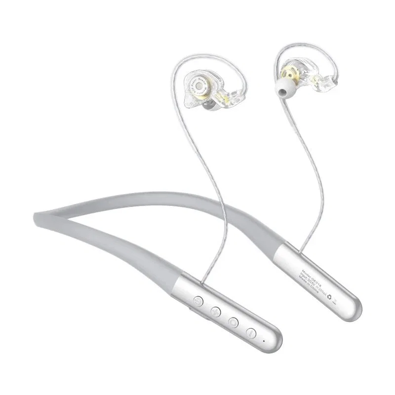 GE018 Wireless Neckband Earphones - Silver, Extra Cable Bundle