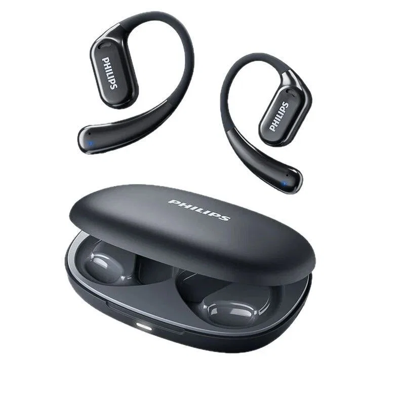 سماعات أذن سوداء بخطاف، علبة PHILIPS
