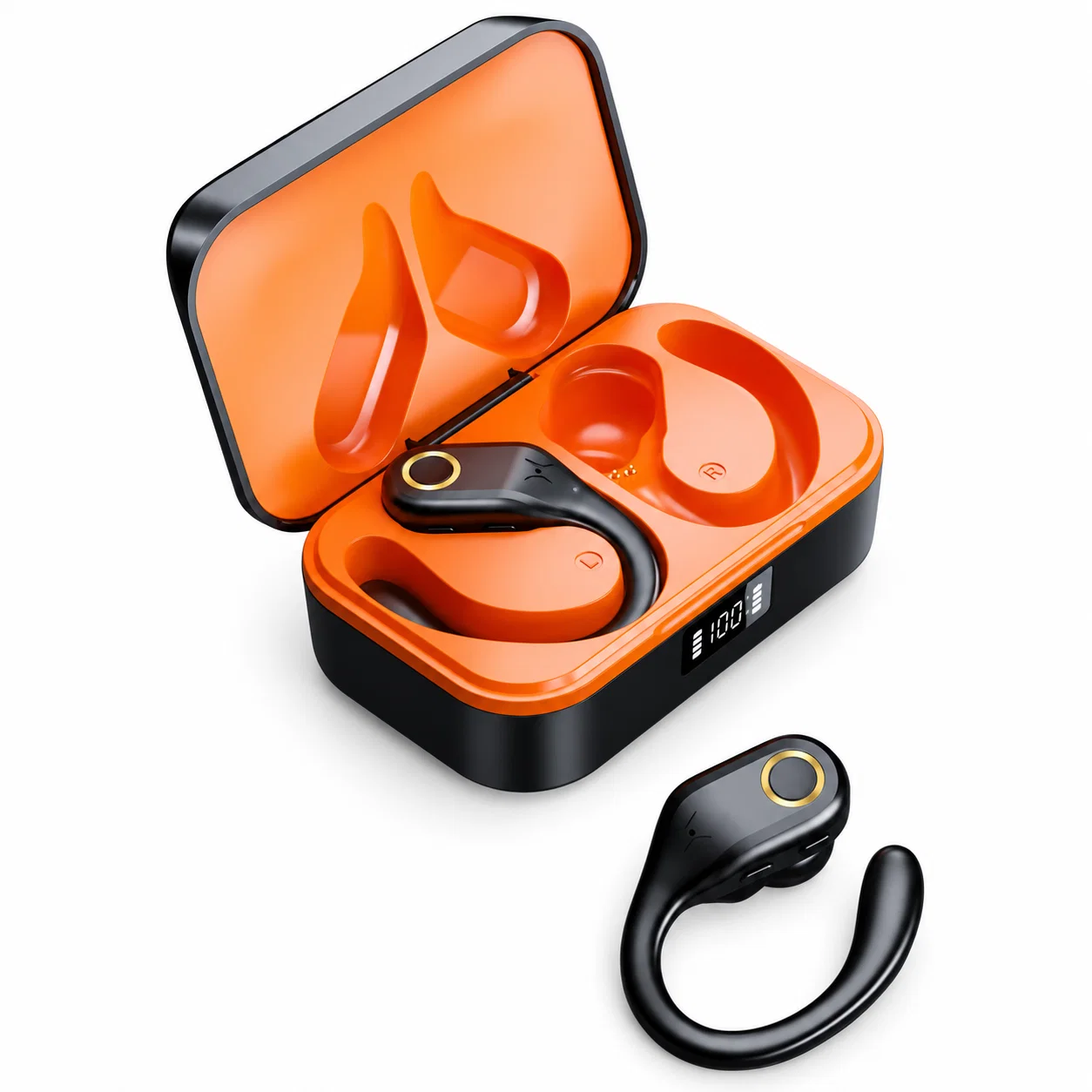 J10 Open-Ear Earphone Set - Black And Orange