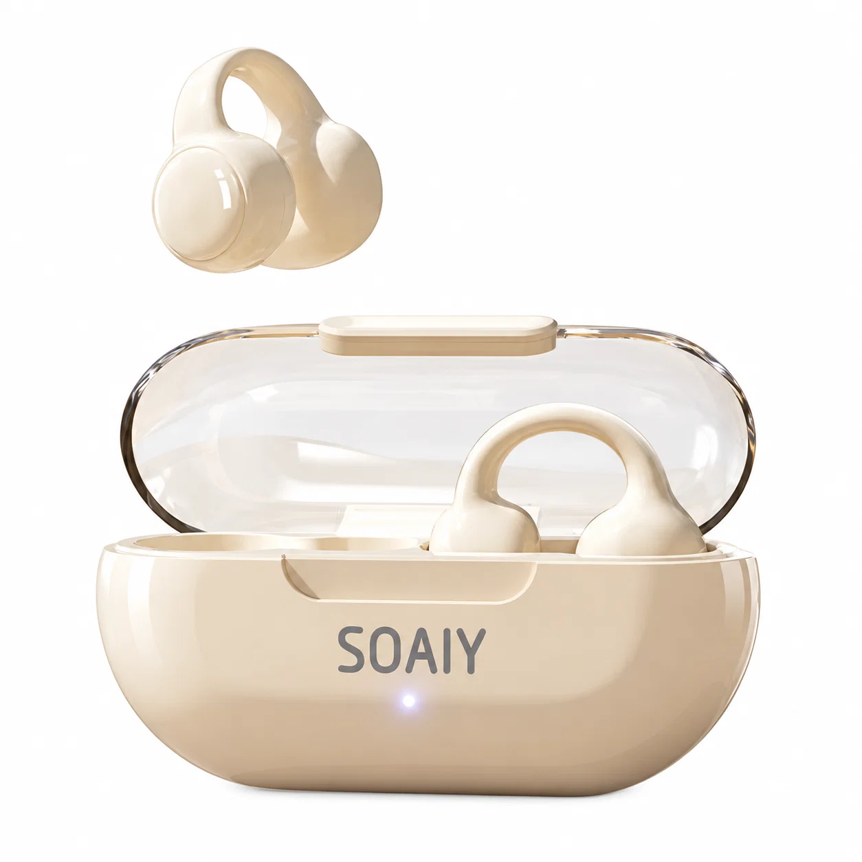 Cream Clip On Earbuds