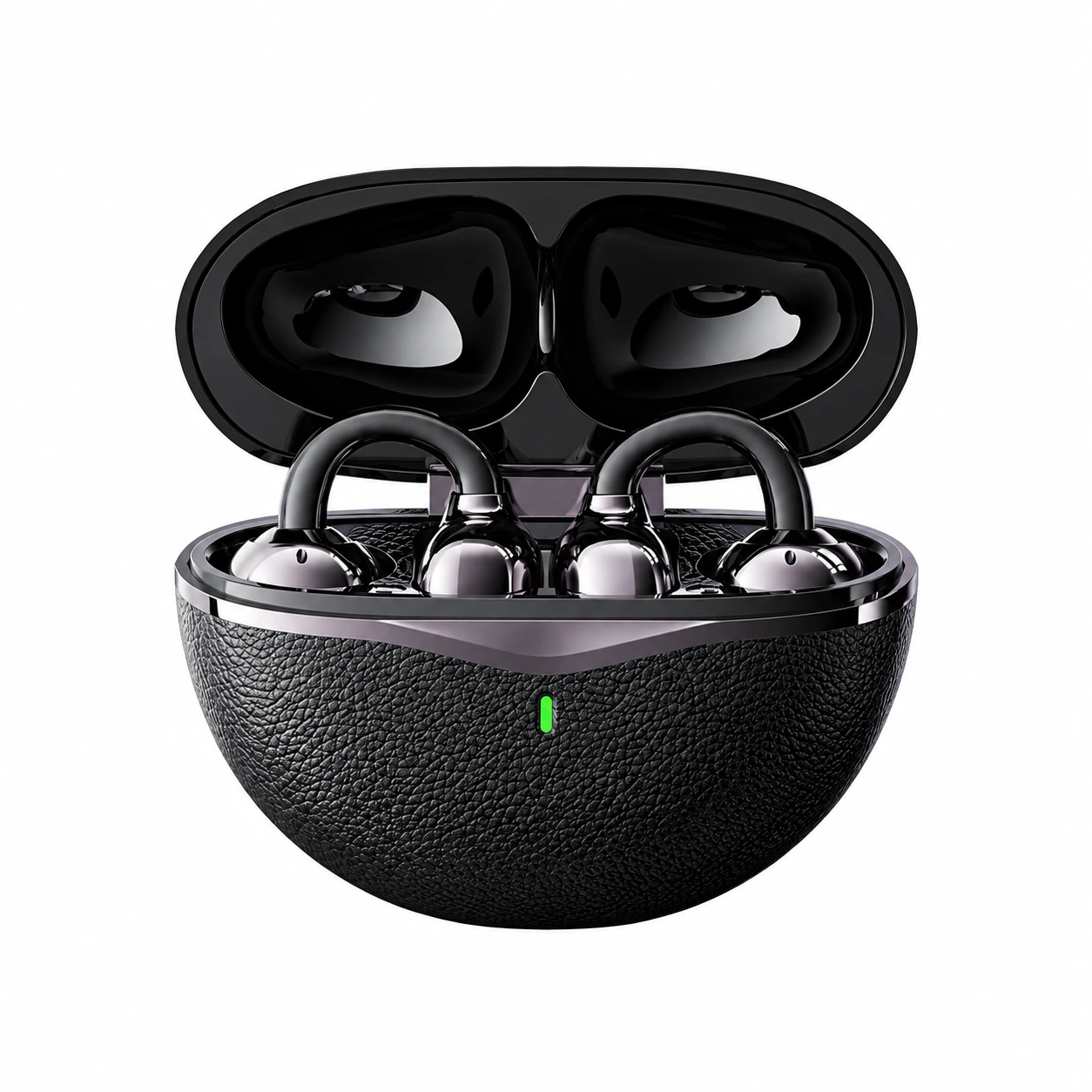 B42 Wireless Clip-On Earbuds with Textured Case - Black