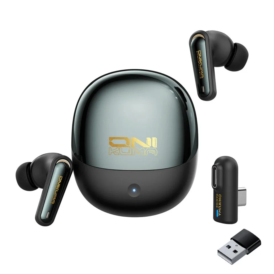 Black True Wireless Earbuds, ONIKUMA Case