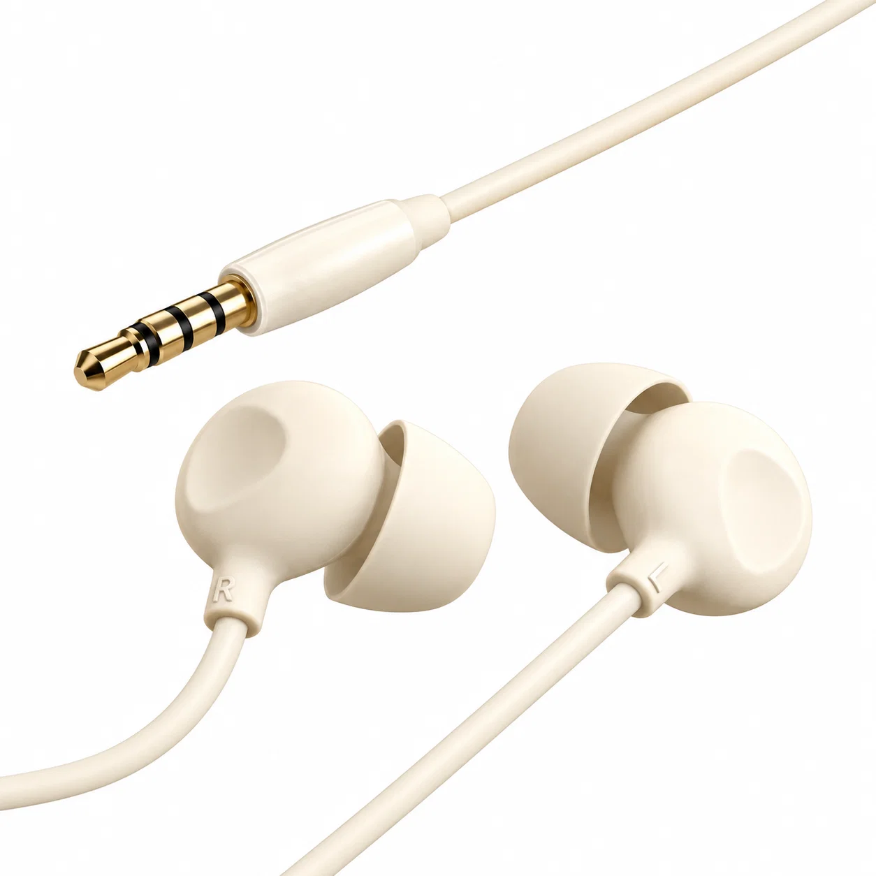 3.5 mm Wired Earbuds - Beige, Bagged Version