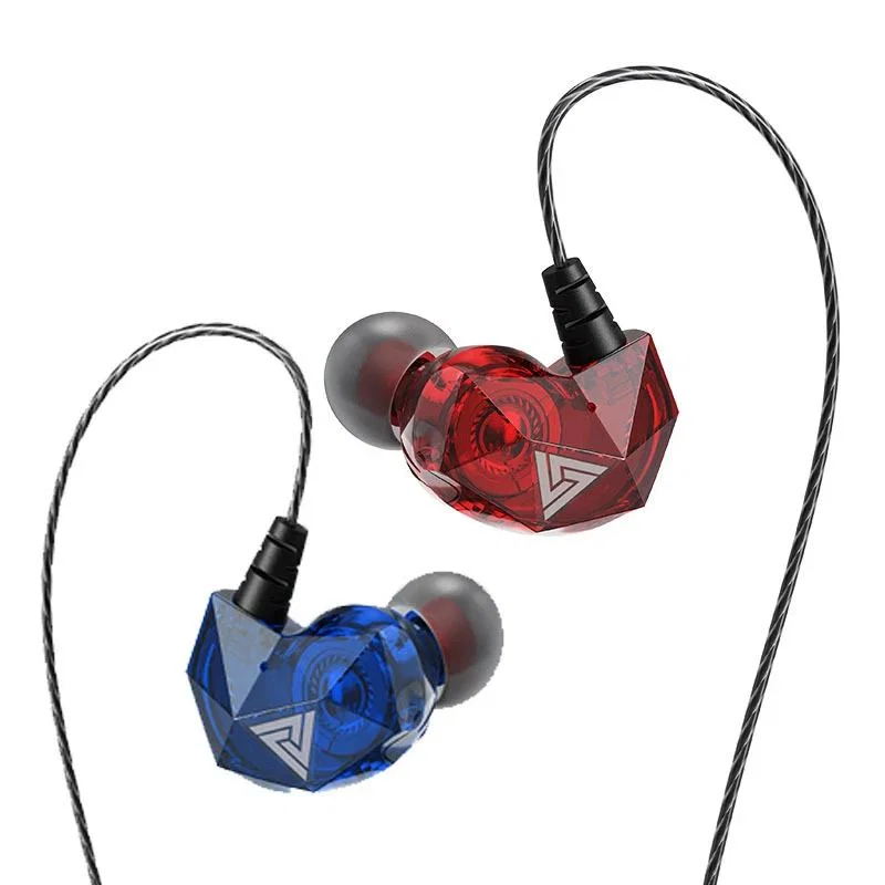 QKZ AK2 Wired In-Ear Earphones - Red and Blue Pair