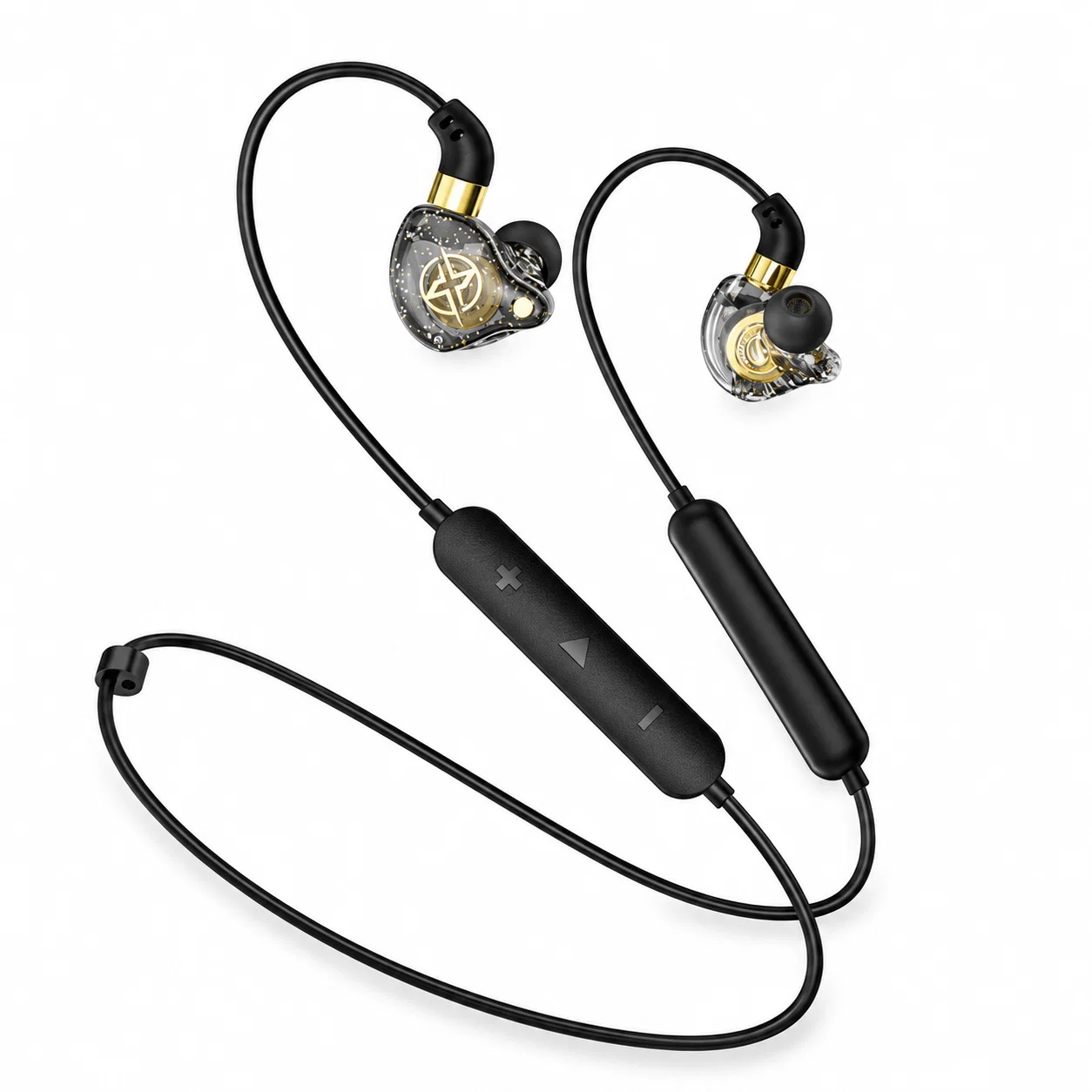 Jiangsheng BX-02 Wireless Neckband Earphones - Clear Gold-Fleck Finish
