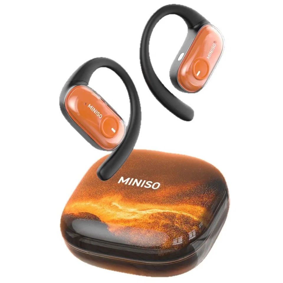 Orange Ohrbügel-Ohrhörer, MINISO-Etui