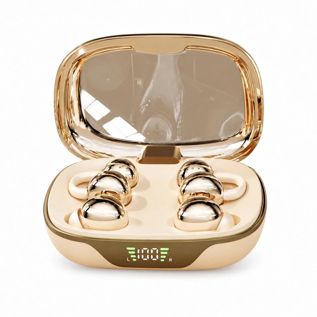 Dual-Pair Wireless Earbud Set - Beige, Deluxe Version