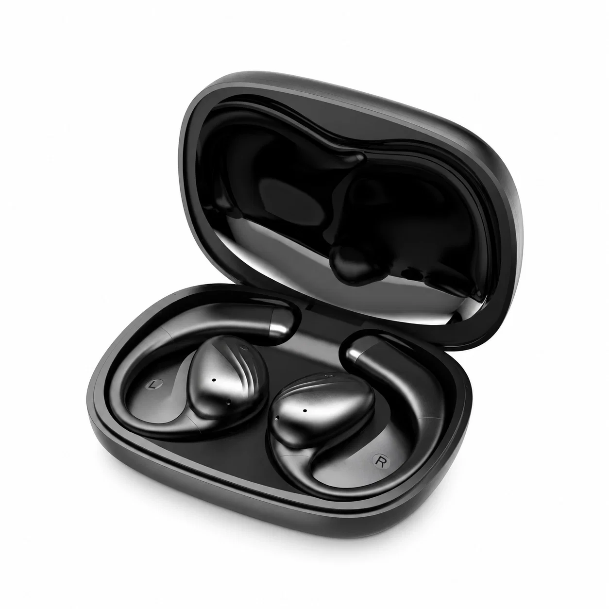 I86 Wireless Ear-Hook Earbuds with Case - Black