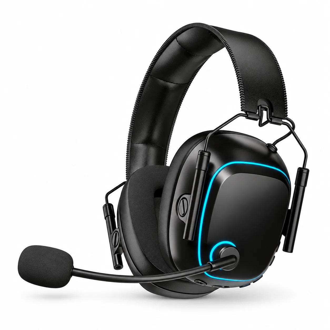 Folding Wireless Gaming Headset - Black with Cyan Accents