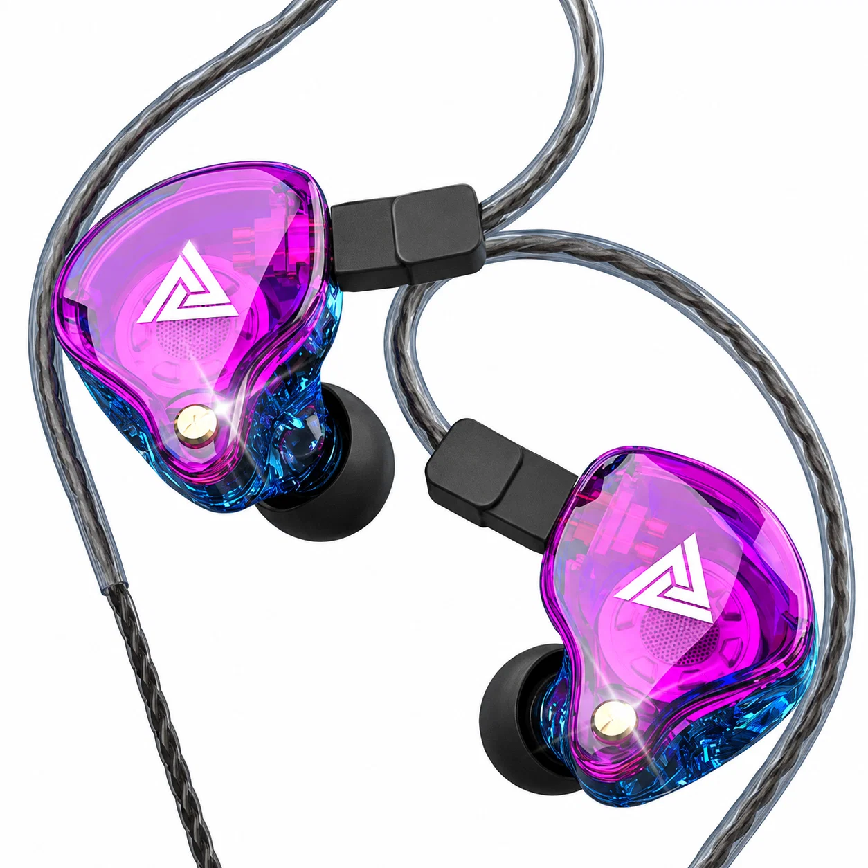 QKZ VK4 Wired In-Ear Earphones with Microphone - Pink and Blue