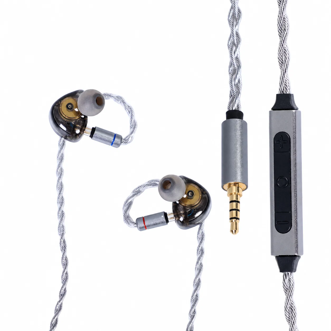 JK-004 Wired In-Ear Earphones with Inline Controls - Silver