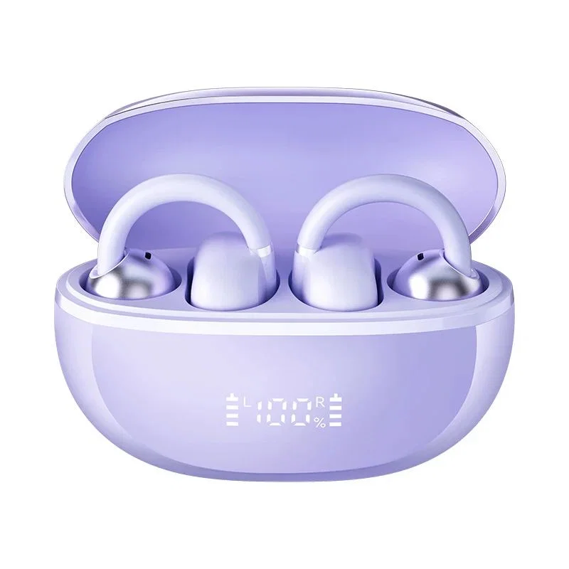 Clip-On Earbuds with Pale Lilac Bridges and Rounded Lavender Ends