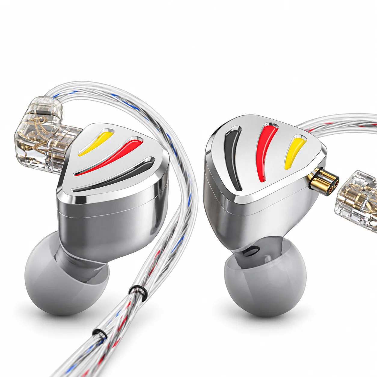 QKZ ODIN In-Ear Earphone Set - Silver And Red And Yellow