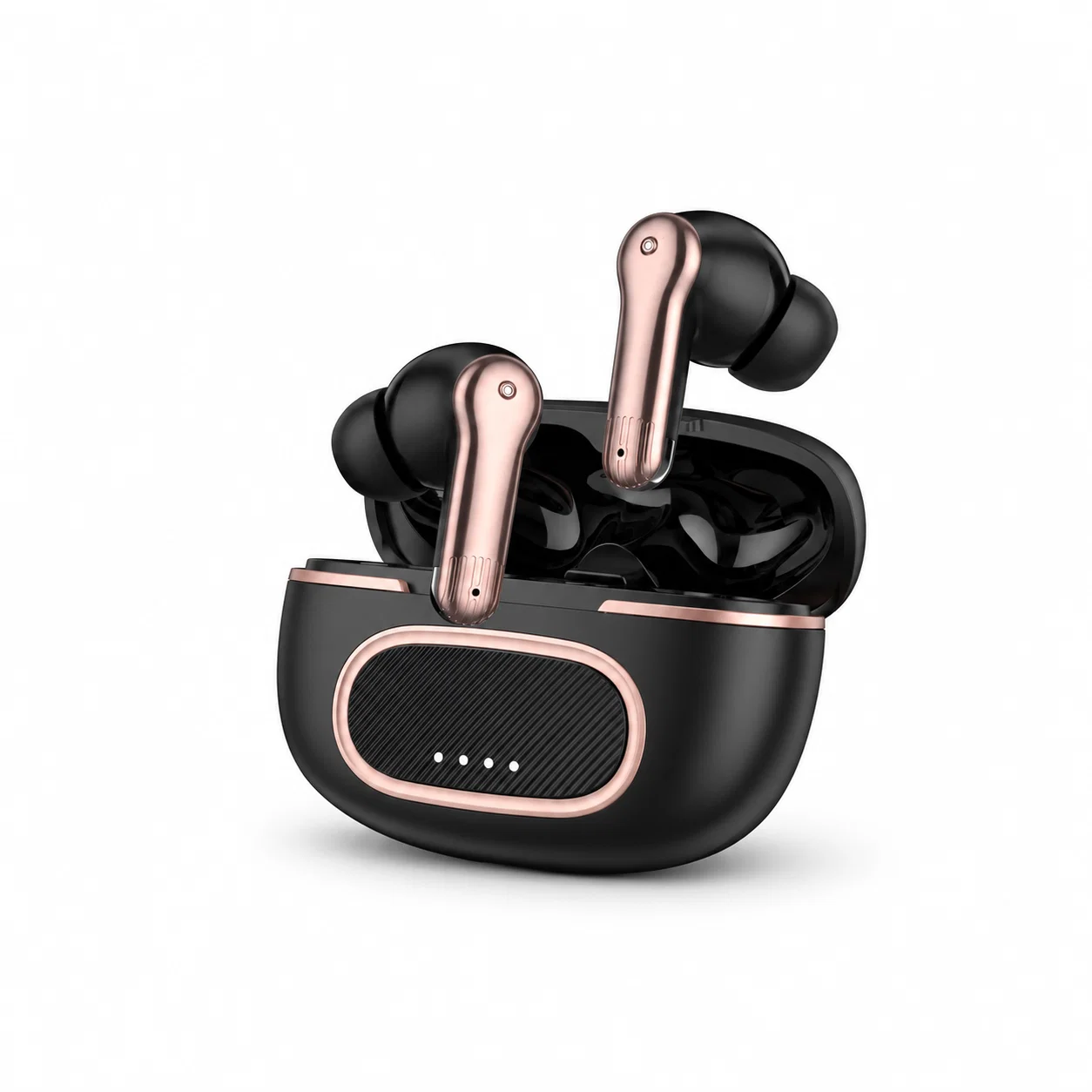 Wireless Stem Earbuds with Textured Case - Black and Rose Gold