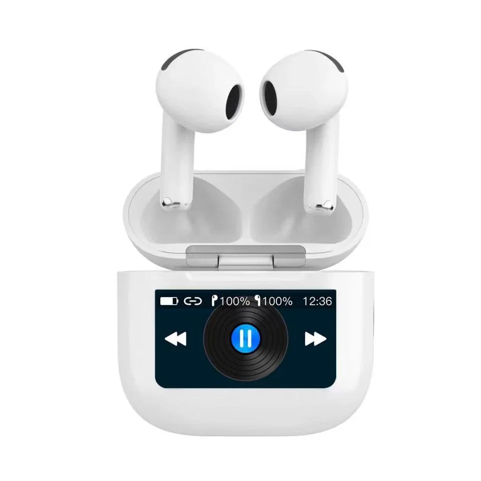 A6 Air Wireless Earbuds with Screen Case - White