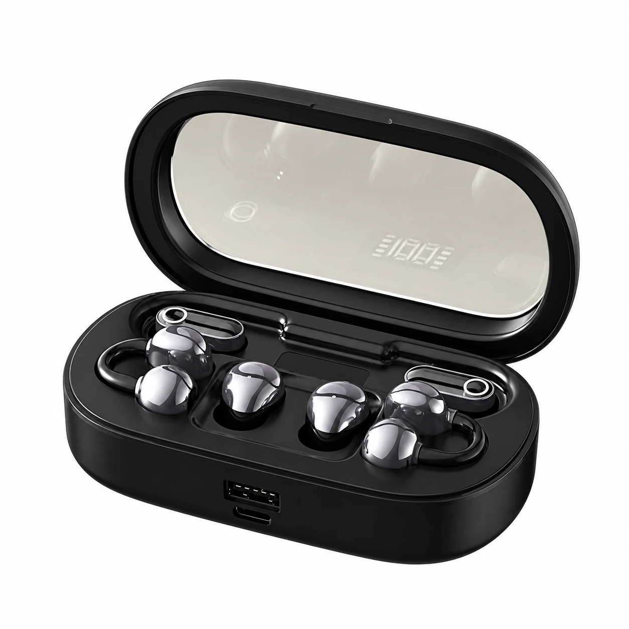 B72-B Three-Pair Wireless Earbud Set - Black