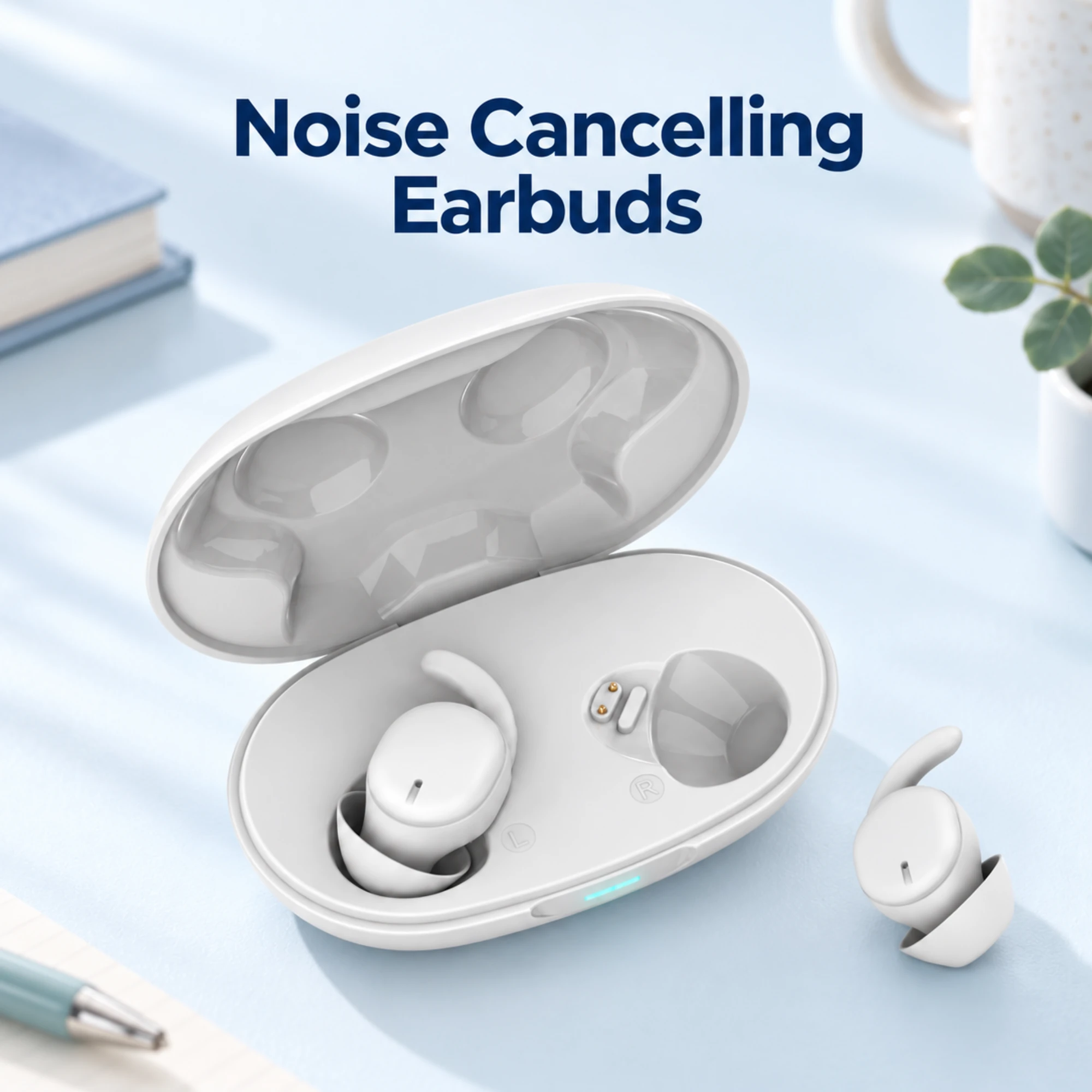 Compact Noise Cancelling Earbuds with Charging Case — lifestyle